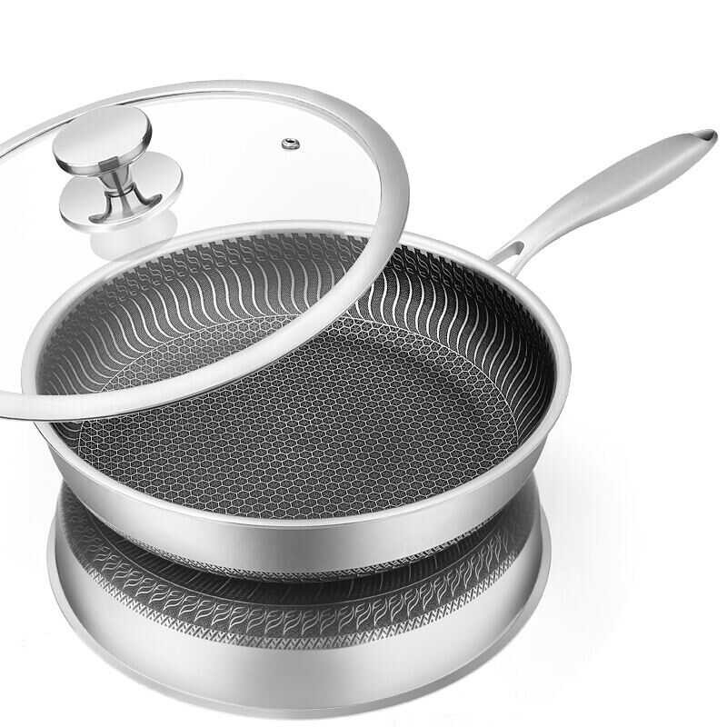 Stainless LMETJMA Steel Frying Nonstick Fry Pan With Lid
