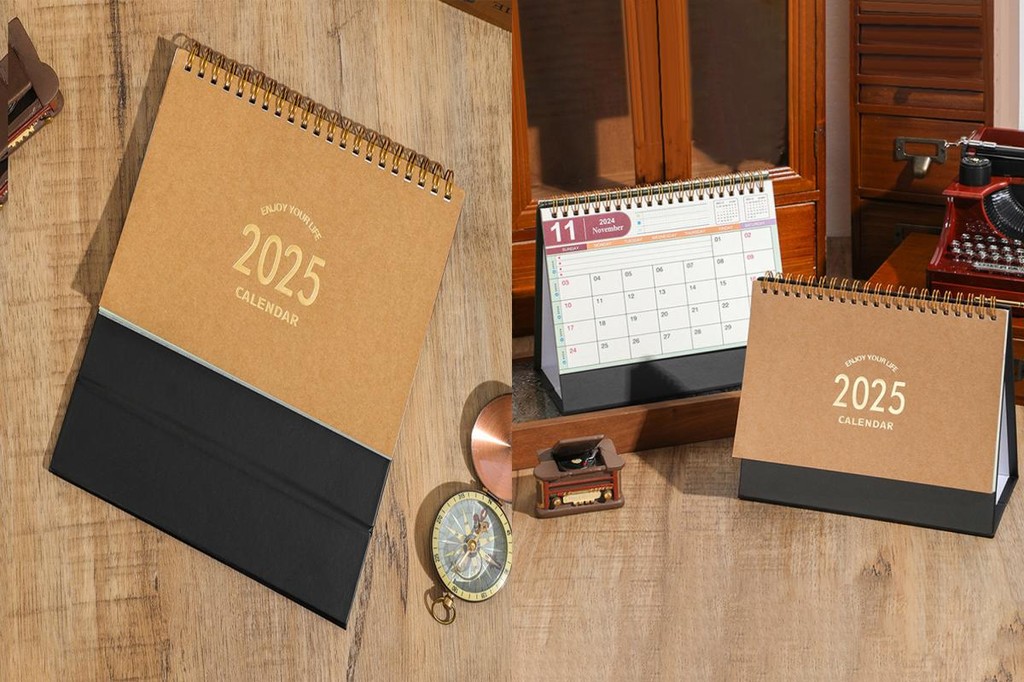 Folding Desk Calendar Monthly Planner for Office 2025 Small Standing ...