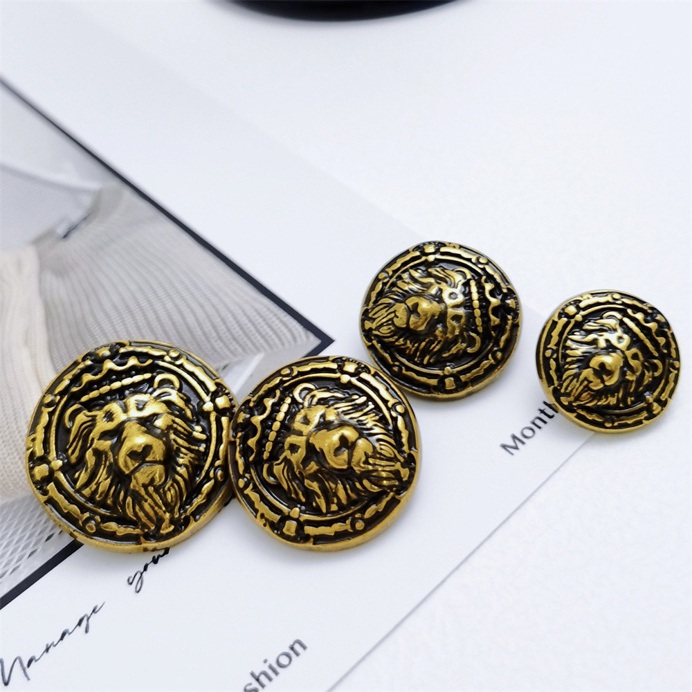 10 Pieces/set Classic Crown Lion Head Pattern Round Metal Buttons Suit ...