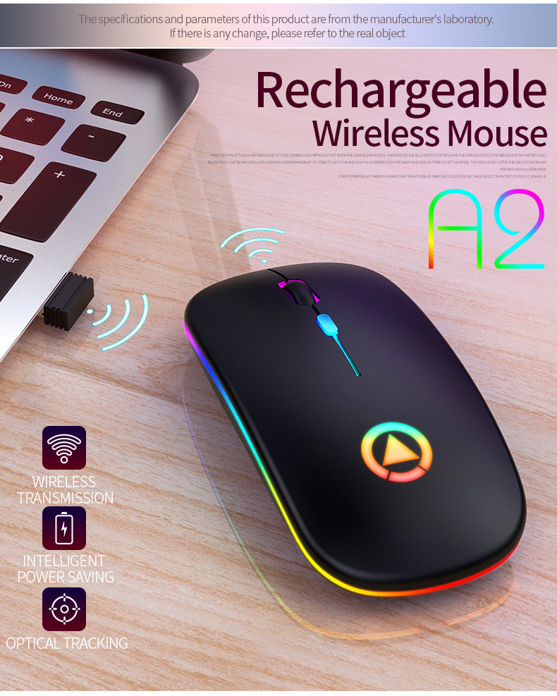Rechargeable Mouse Wireless Silent LED Backlit Mice USB Optical ...