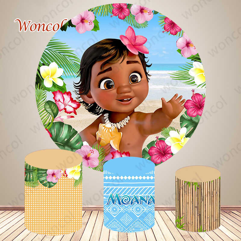 Décoration Murale Moana Pour 1er Anniversaire De Fille - Bannière Fond Photo 'Happy Birthday'