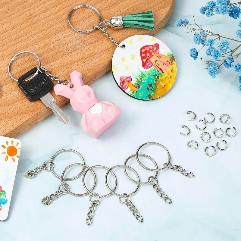 10/50Pcs Polished Silver Metal Blank Keyrings / Lobster Clasp Key Chain ...