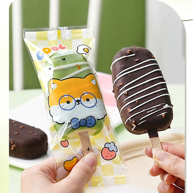 (100pcs) 8x19 CM Ice Cream Panda Fox Cute Plastic Bag for Seal Graham ...