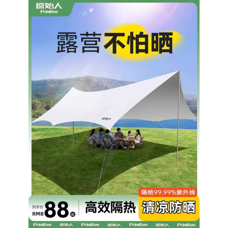 Primitive Canopy Tent Outdoor Large Professional Sun Protection Silver ...