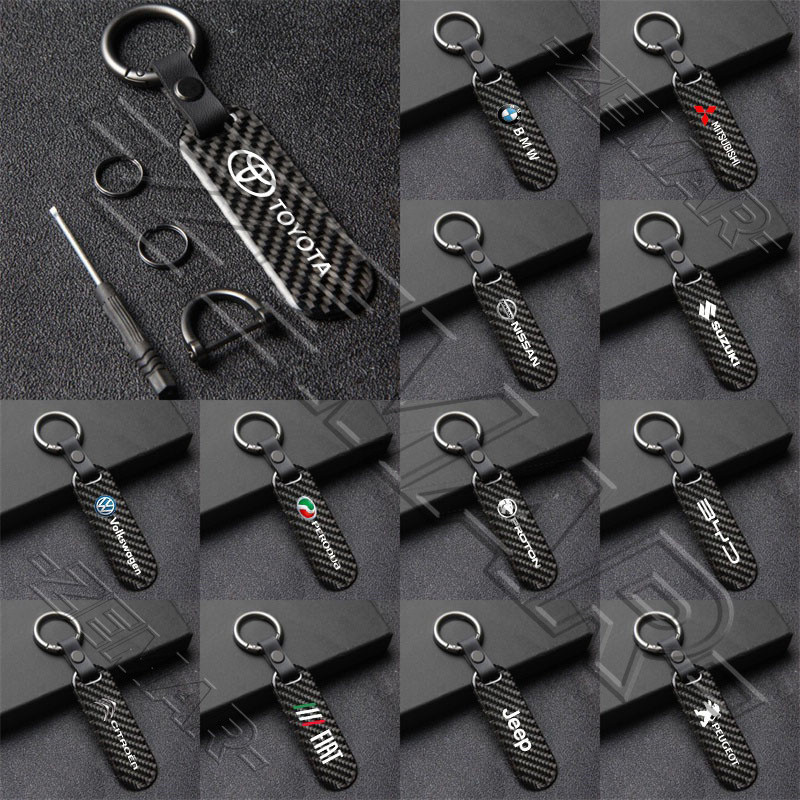 Byd Car Keychain Carbon Fiber Hang Tag Key Buckle Motorcycle Key Holder