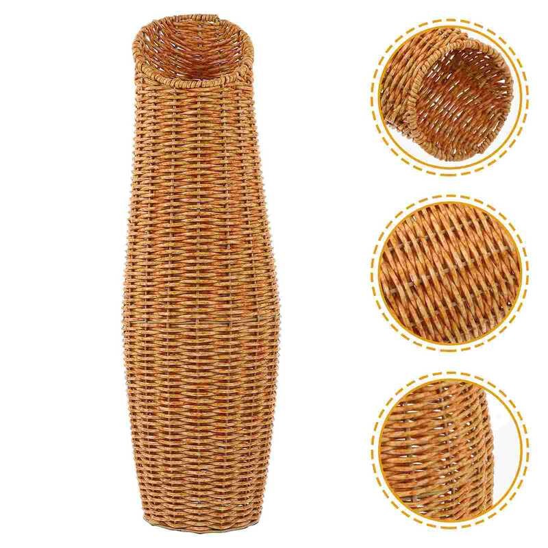 wer Rustic Arrangement Holder Large Imitation Rattan or Vase Decorative ...