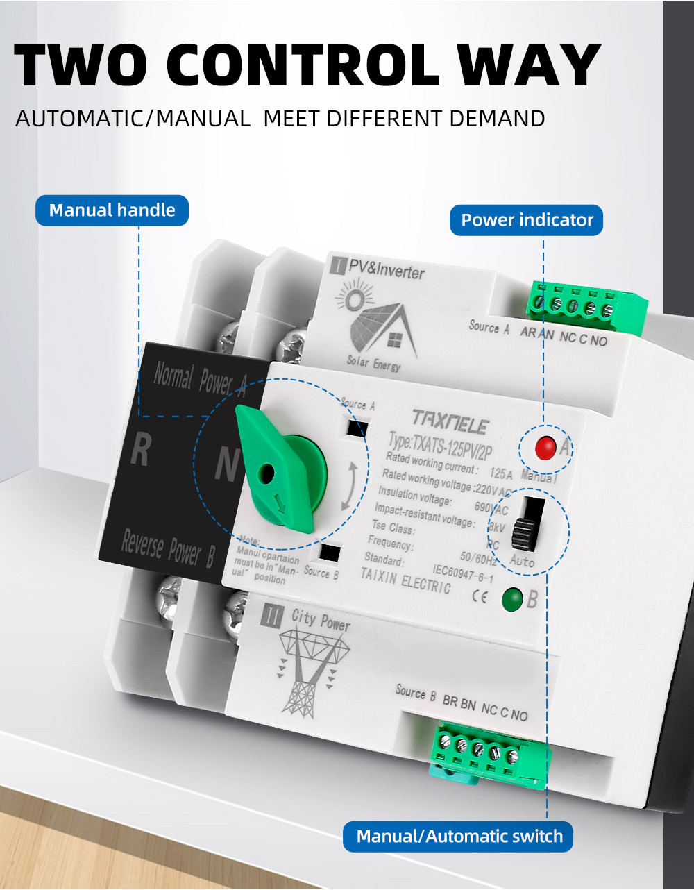 2P 3P 4P Din Rail ATS PV Inverter Dual Power Automatic Transfer Switch ...