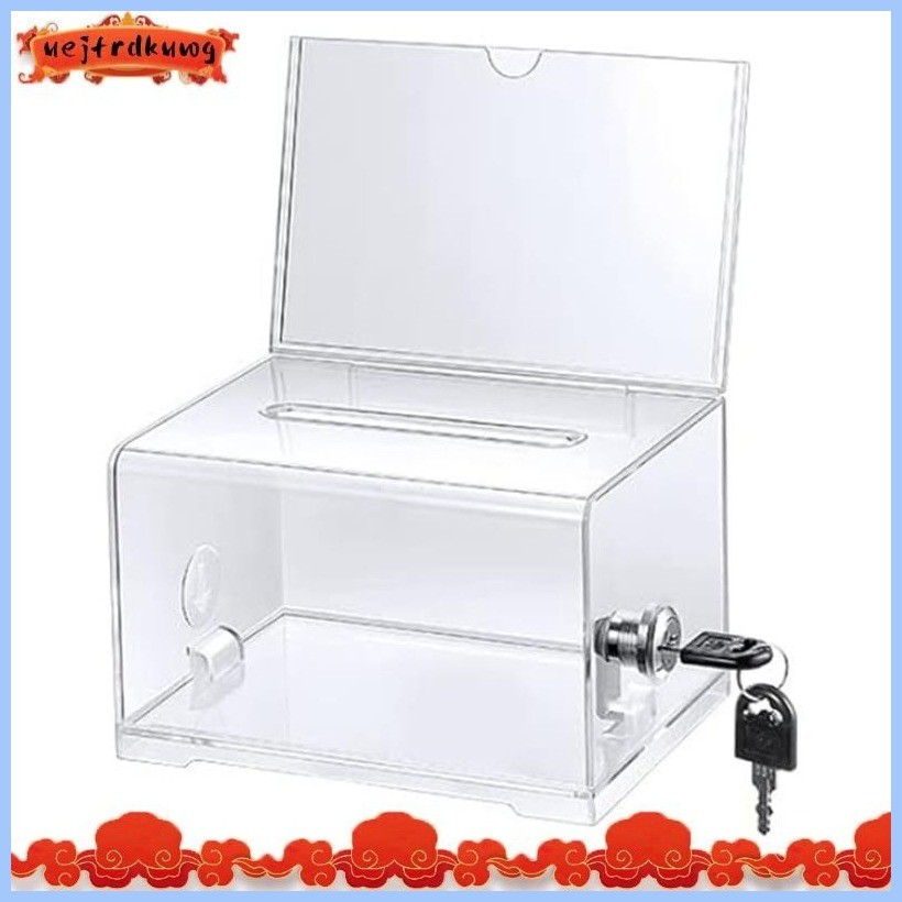 1 Pack Donation Box Donation Box with Lock Clear Ballot Box with Sign ...