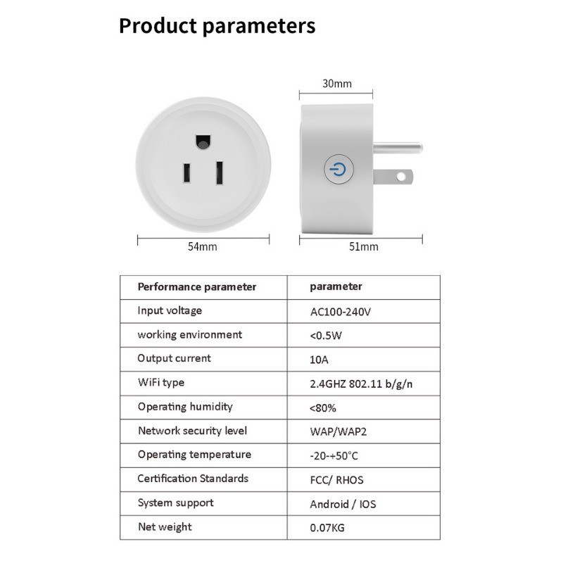 WiFi Smart Socket US Plug Switch 10A Mini Smart Plug Socket Outlet ...