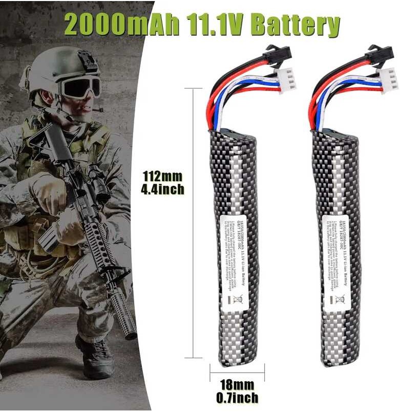 11.1V 2000mAh Li-ion Battery For Gel Blasters With Charging Cable