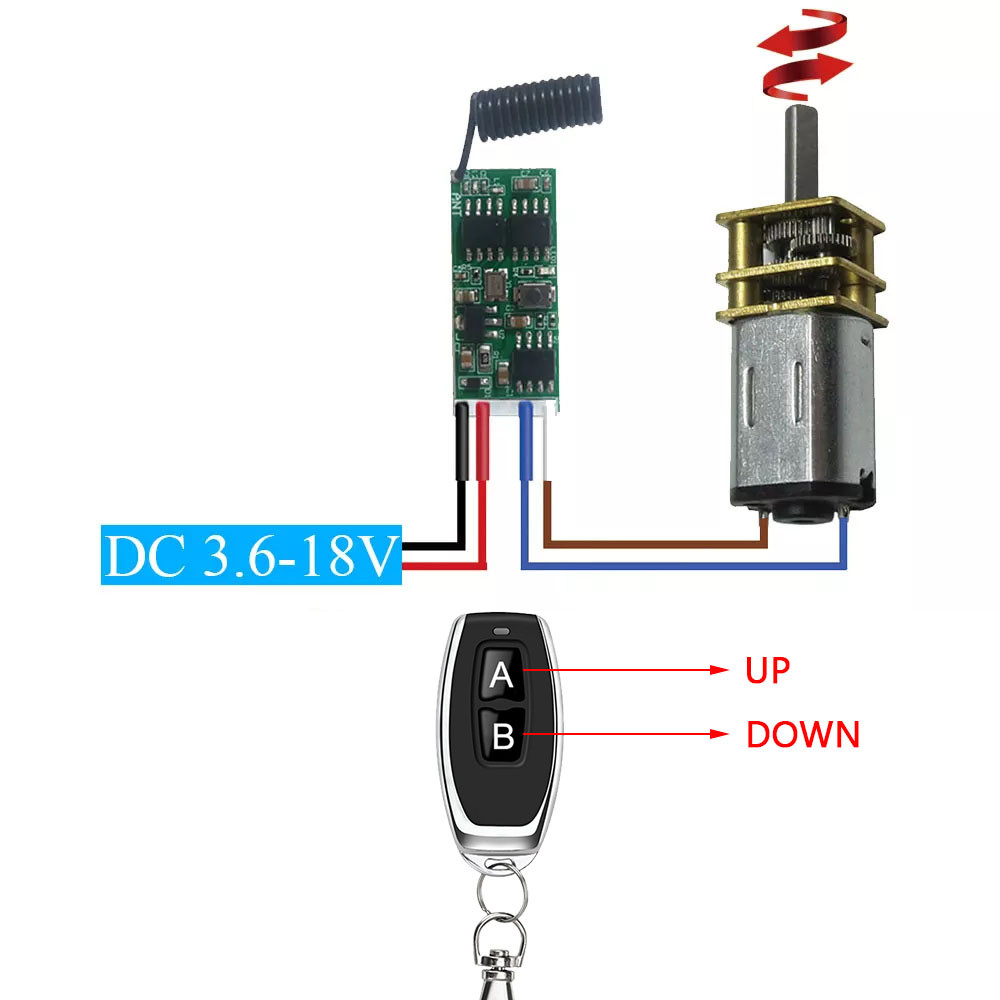 Mini 3.6V 6V 12V 18V Wireless Remote Control Switch Motor Garage ...