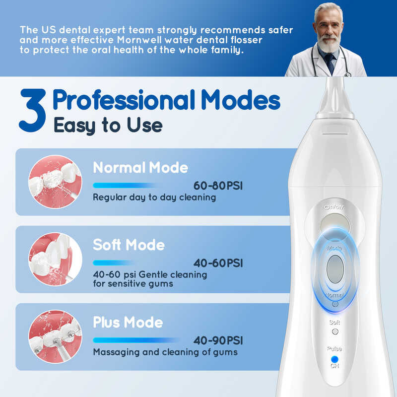 Water Dental Jet Mornwell D52 Oral Irrigator Rechargeable Waterpik Sser ...