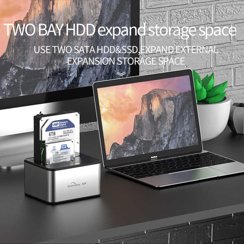 Docking Dual-bay Station 2.5/3.5 Inch SSD External Hard Drive Enclosure ...