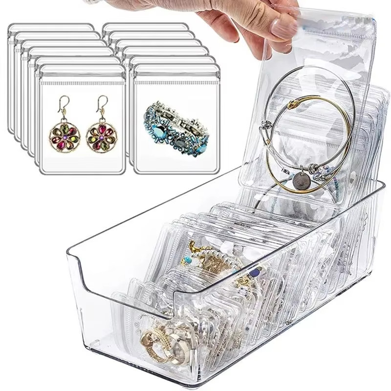 10/30Pcs PVC Transparent Jewelry Storage Bags - Multisize Zipper ...