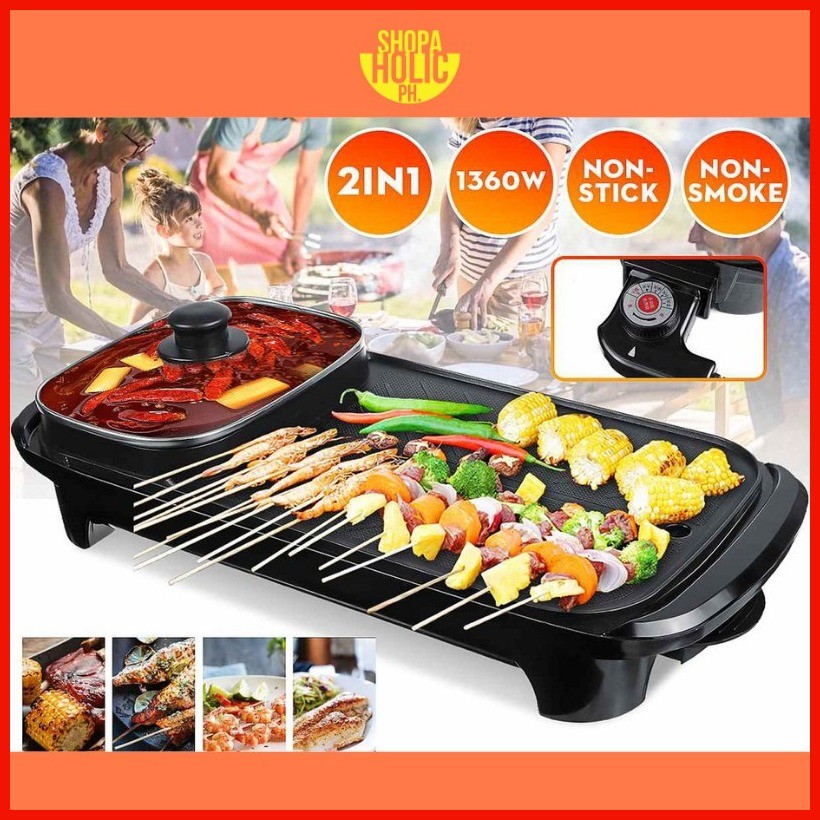 ஐ ۩ 2 in 1 Electric Grill Pan Samgyupsal with Hotpot BBQ Grill Motor ...