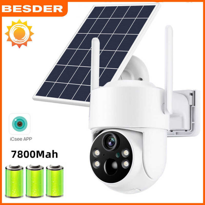 BESDER WiFi PTZ Camera Outdoor Wireless Solar IPCamera 4MP HD Built-in Battery Video Surveillance Camera Long Time Standby iCsee main image 1
