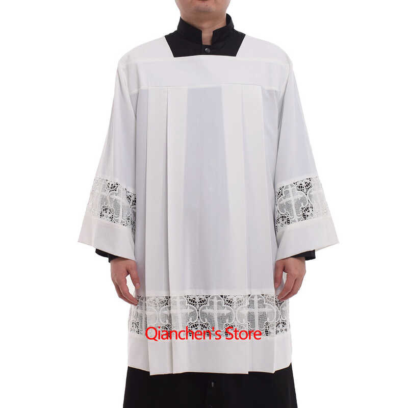 Pastor 06 Robes Catholic Pleated Lace Surplice Liturgical Cotta Cassock ...