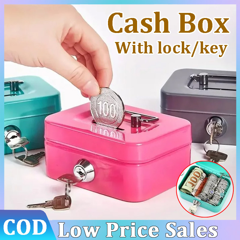SAFE Mini Cash Box Coin Cash Box With Lock Cashier Box Safety Piggy ...