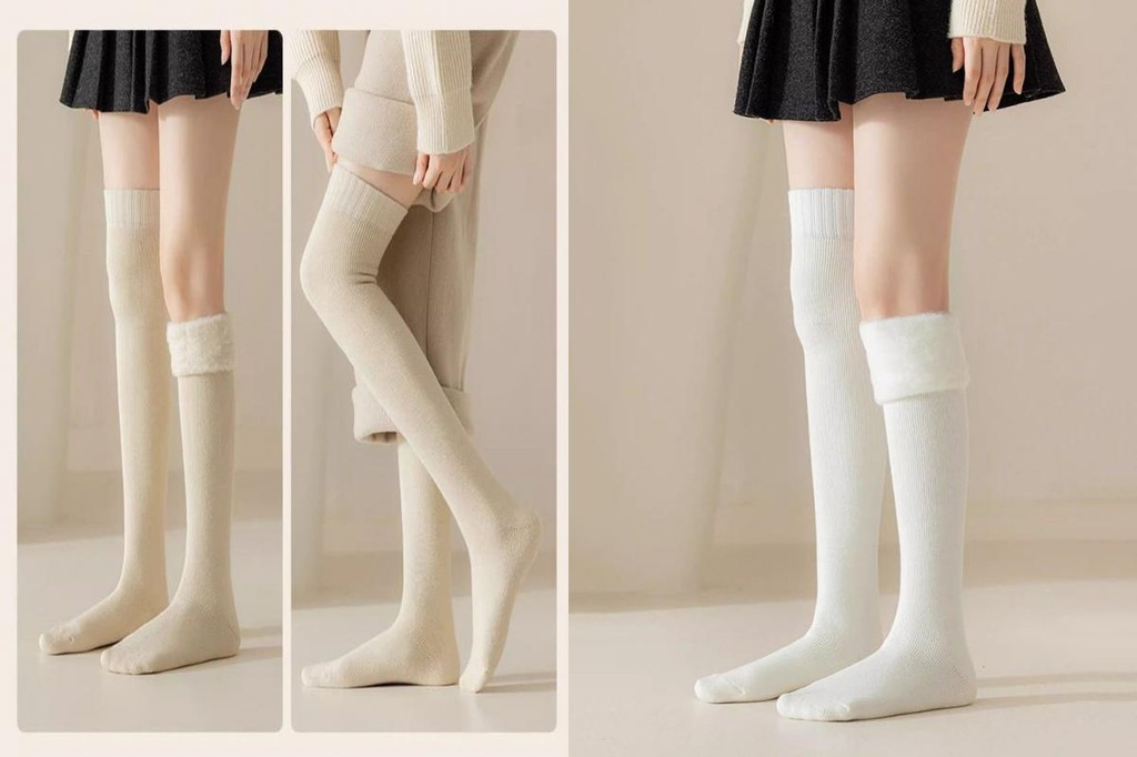 OKM- All-day Wear Socks Over-the-knee Socks Cozy Over Knee Winter Socks ...