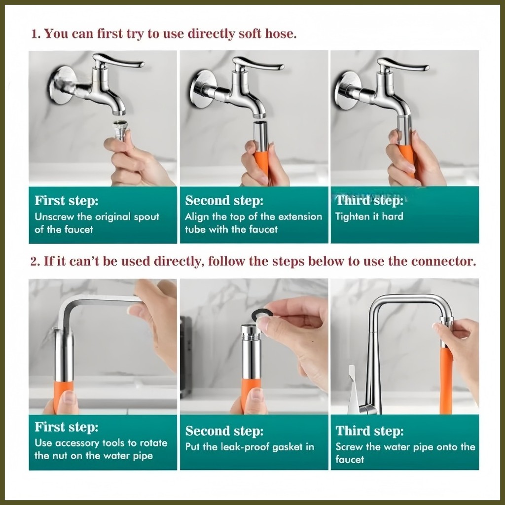 ⏺️ COD 20/30/50CM Water Tap Extension Faucet Extender Adapter Faucet ...