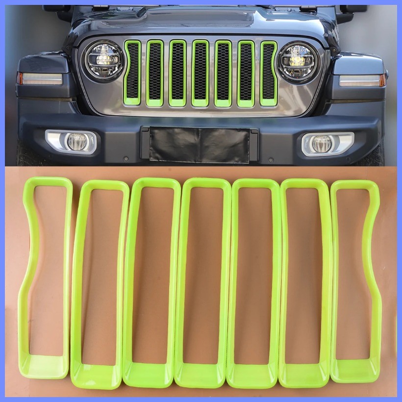 7pcs Red Front Grille Inserts Grill Cover Trim Rings For Jeep Wrangler