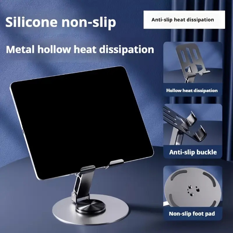 1PCS Full Carbon Steel Foldable Phone & Tablet Stand: 360° Rotating ...