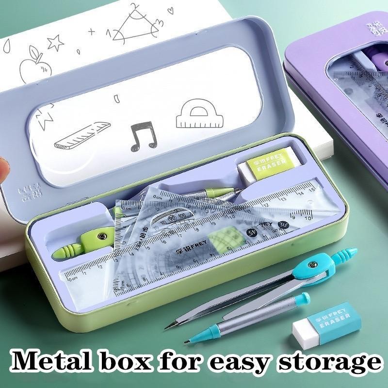 Iron Box 7-Piece Set Ruler Learning Stationery with Triangle Ruler ...