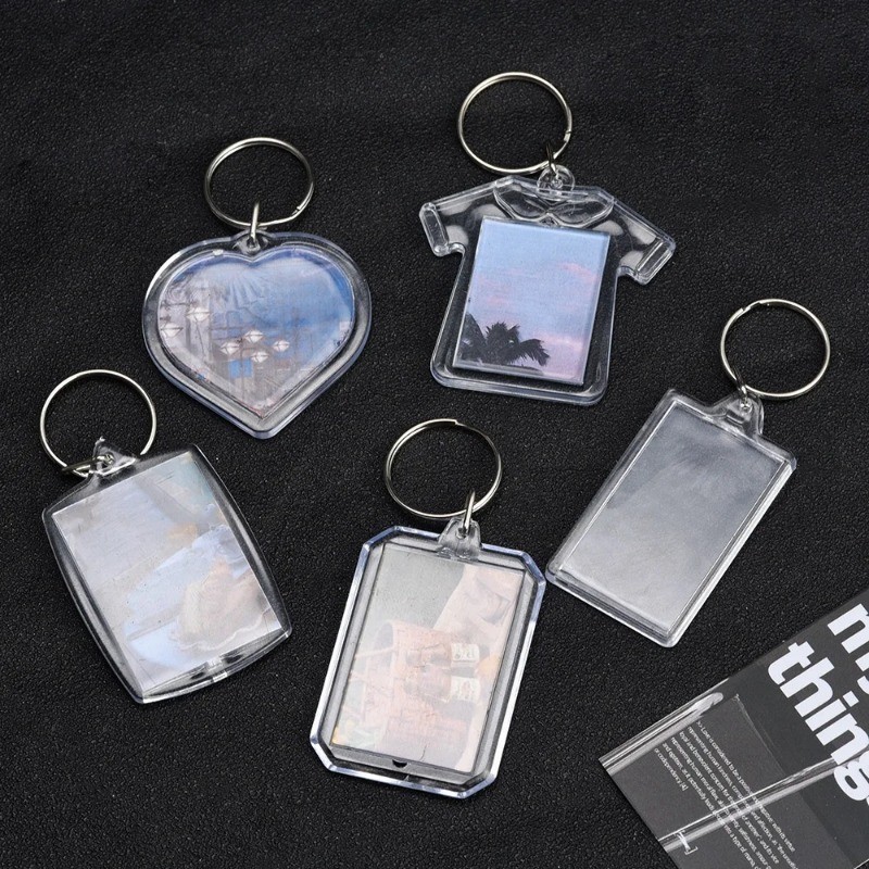 10/30Pcs Transparent Acrylic Keychain DIY Photo Insert Keyring Photo ...