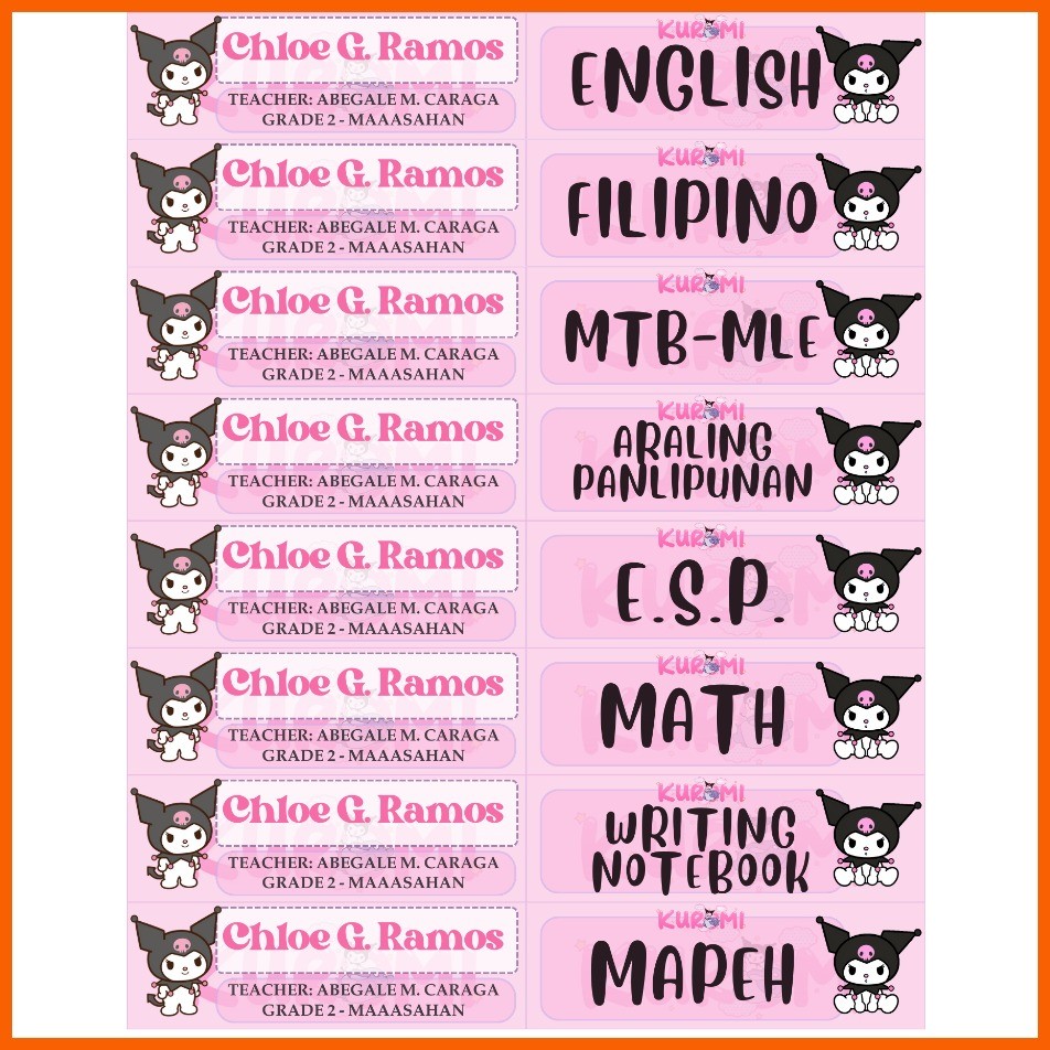 CUSTOMIZED NOTEBOOK STICKER LABEL NAME SCHOOL SUBJECT PERSONALIZED ...