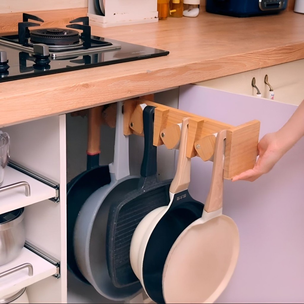 Kitchen Pot Storage Rack To Store Pots In The Cabinet Wooden Card Slot ...