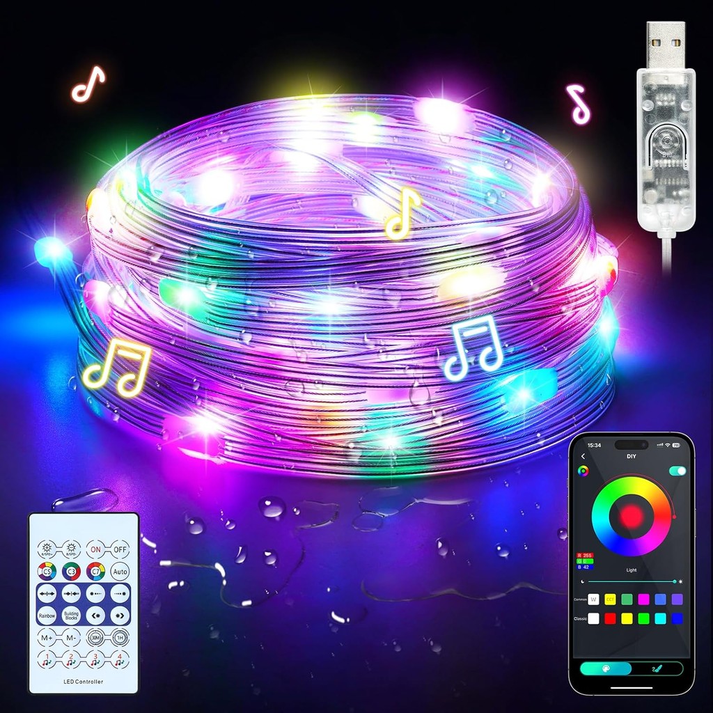 200LED USB Fairy Lights Smart Remote String Lights with Bluetooth APP ...