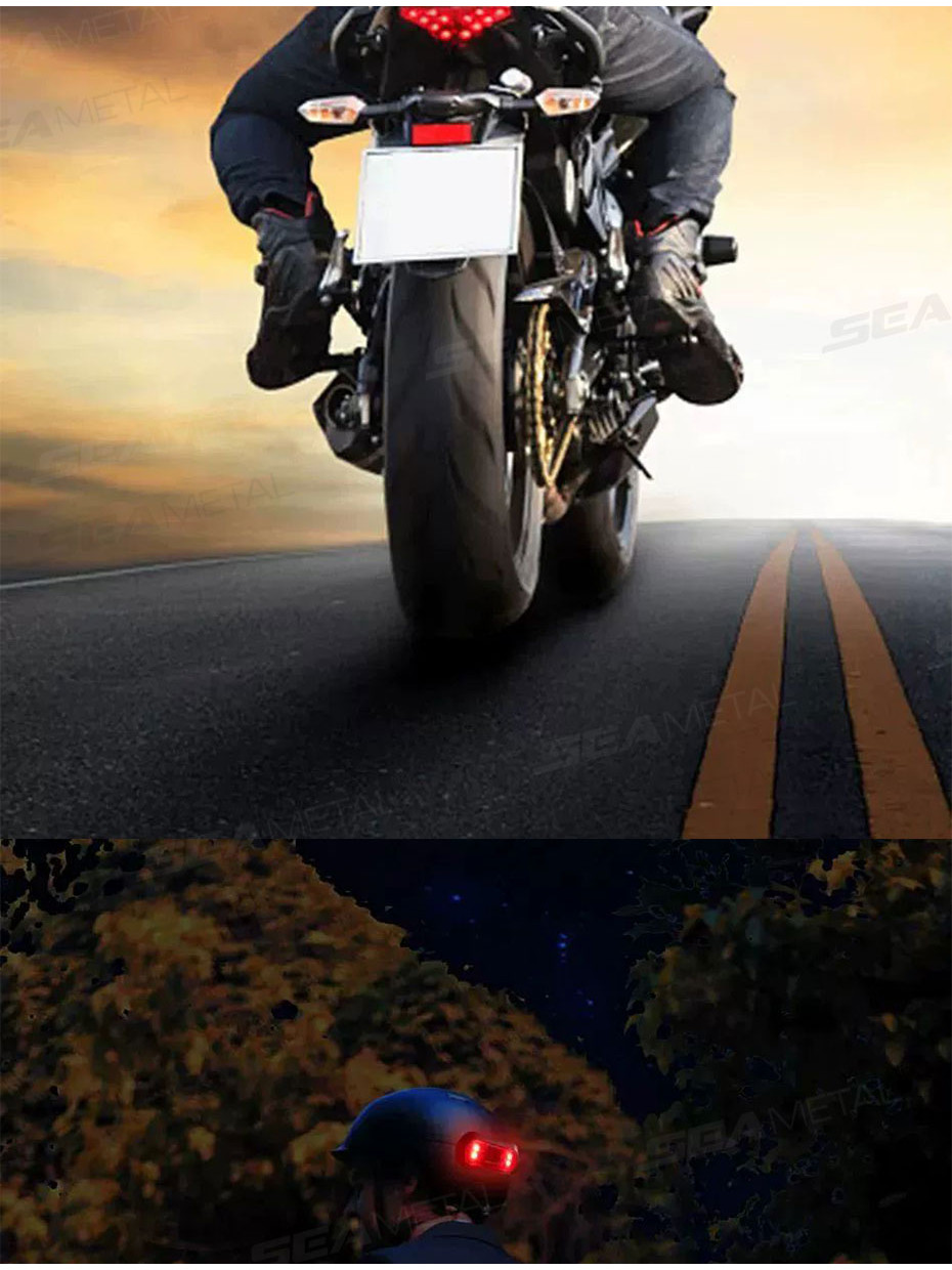 SEAMETAL Motorcycle Helmet Brake Light USB Rechargeable LED Safety ...