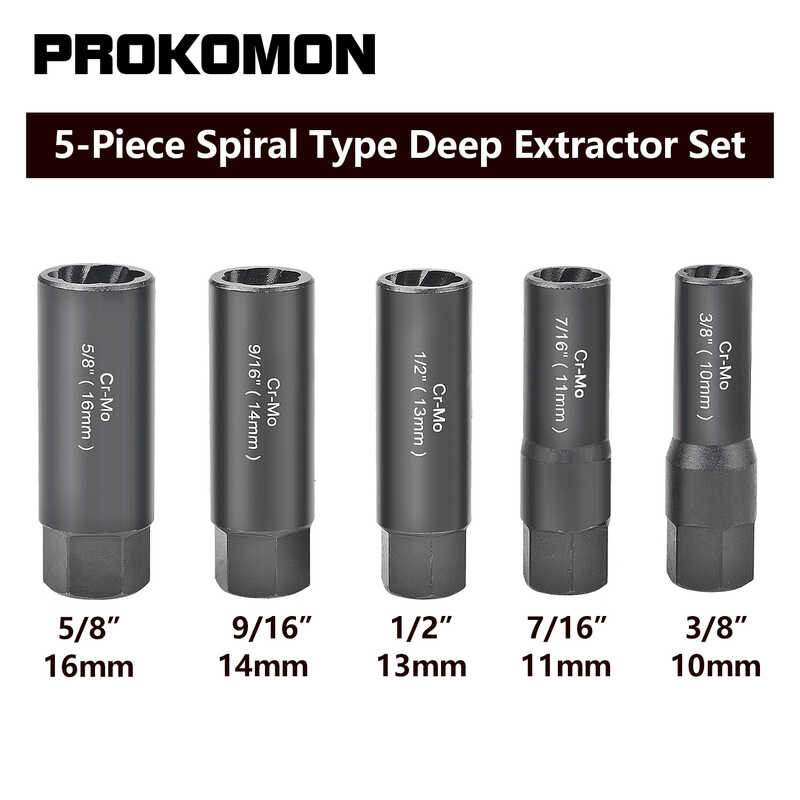 Topec 5-Piece Spiral Type Deep Extractor Set, Spark Plug Easy-out Set, For Removing Deeply Trapped And Broken Bolts, Studs, Fittings, Threaded Pipes And Pins, Tap Extractors - Canada