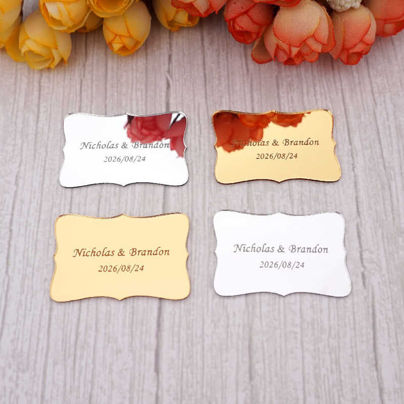 Personalized 20pcs/Lot Small Mirror Acrylic Sticker Engraved Names ...