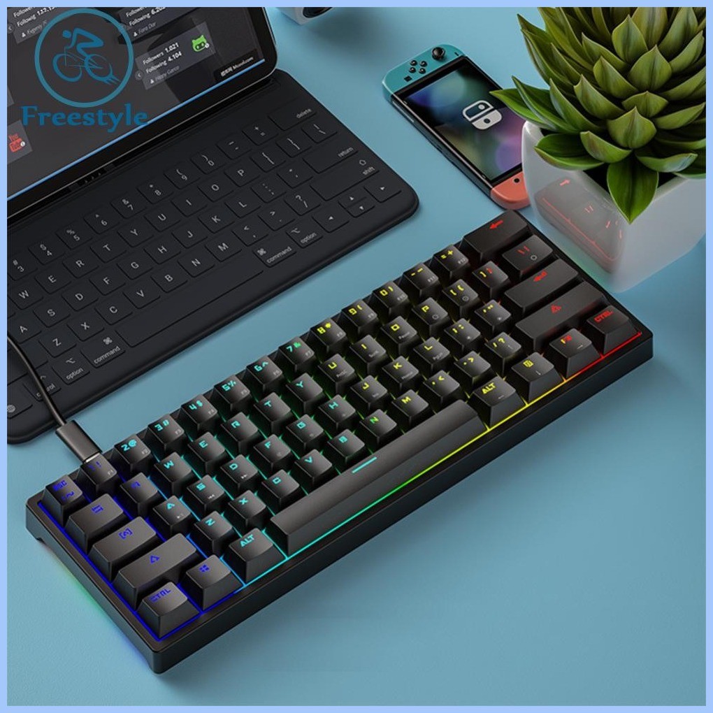USB Wired Mechanical Gaming Keyboard 61 Keys Hot Swappable for Windows ...