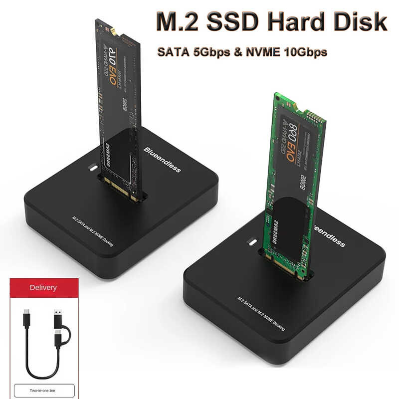 Docking HDD Station M.2 NVMe SATA Case 10Gbps SSD Enclosure External ...