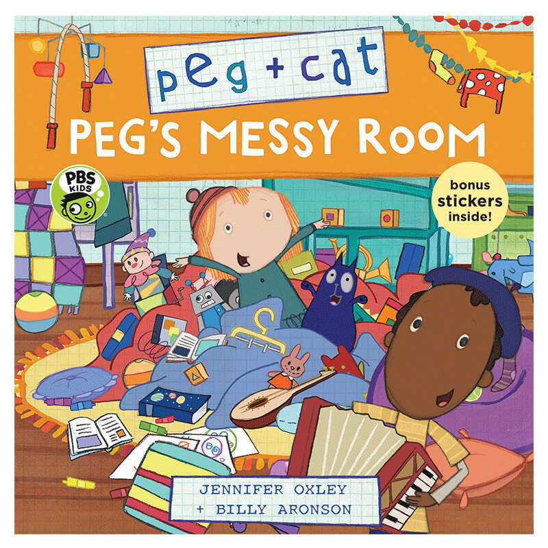 Peg and Kitten Math Picture Book with Stickers 2 Messy Room Peg Cat Peg ...