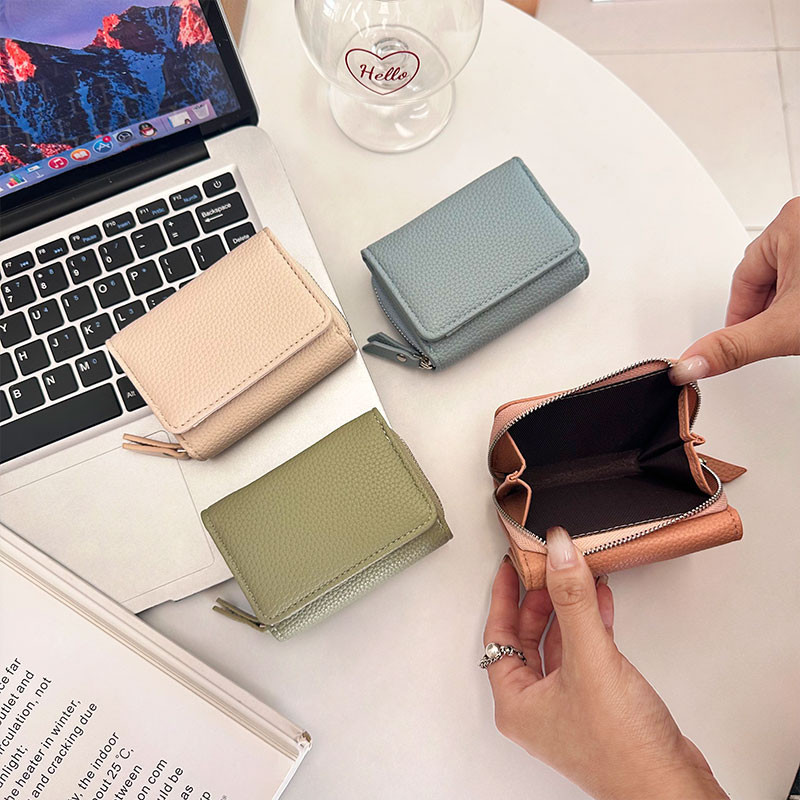 Foldable Women's Simple Wallet – Short Multifunctional PU Leather Card ...