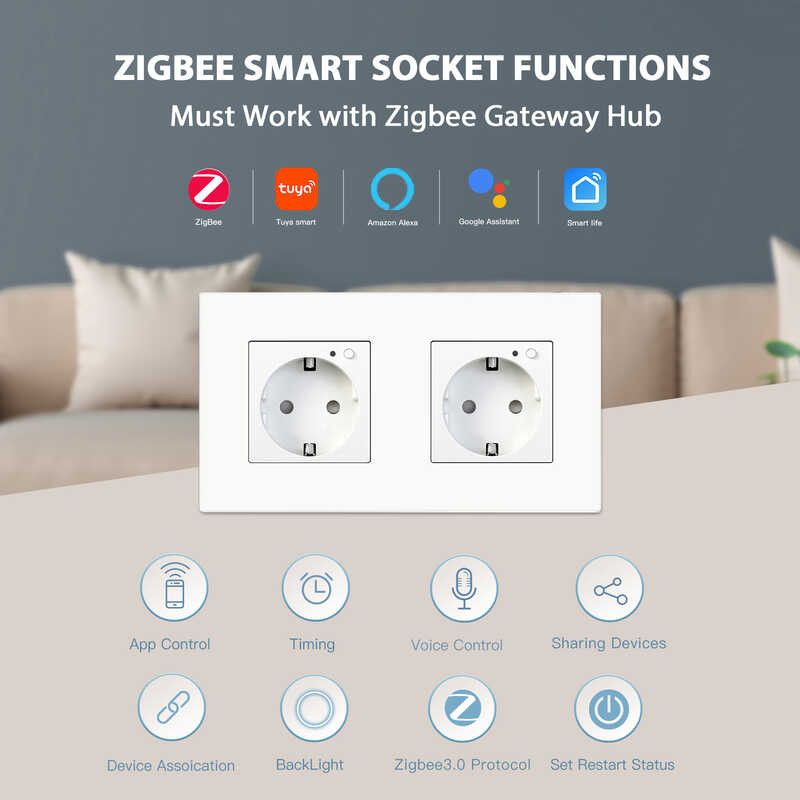 Zigbee BSEED Single Power Socket Double EU Triple Electric Wall Sockets ...