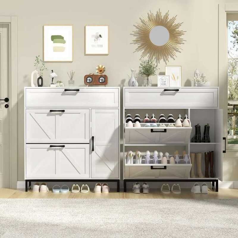 2 c88 Flip Drawers, Slim Freestanding Cabinet, Shoe Rack Cabinet with ...