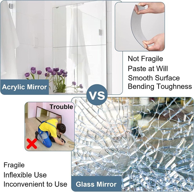 1/3/5Pcs Acrylic Soft Mirror Sticker Unbreakable with HD Reflection ...