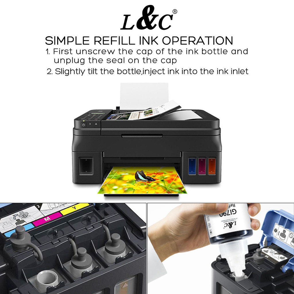 L&C Ink Refill ink for 790 890 Ink Dye Ink For Canon Printer G1010 ...