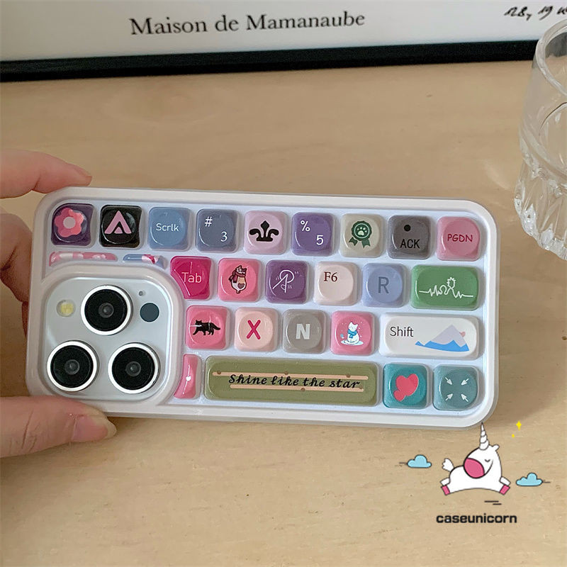 Cartoon Flower Candy Color Keyboard Case Compatible for IPhone 15 14 11 ...