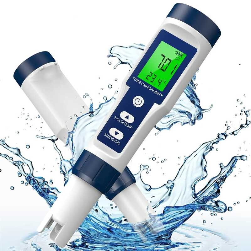TDS meter, 5-in-1 swimming pool salt tester, 0.01 high-precision ...