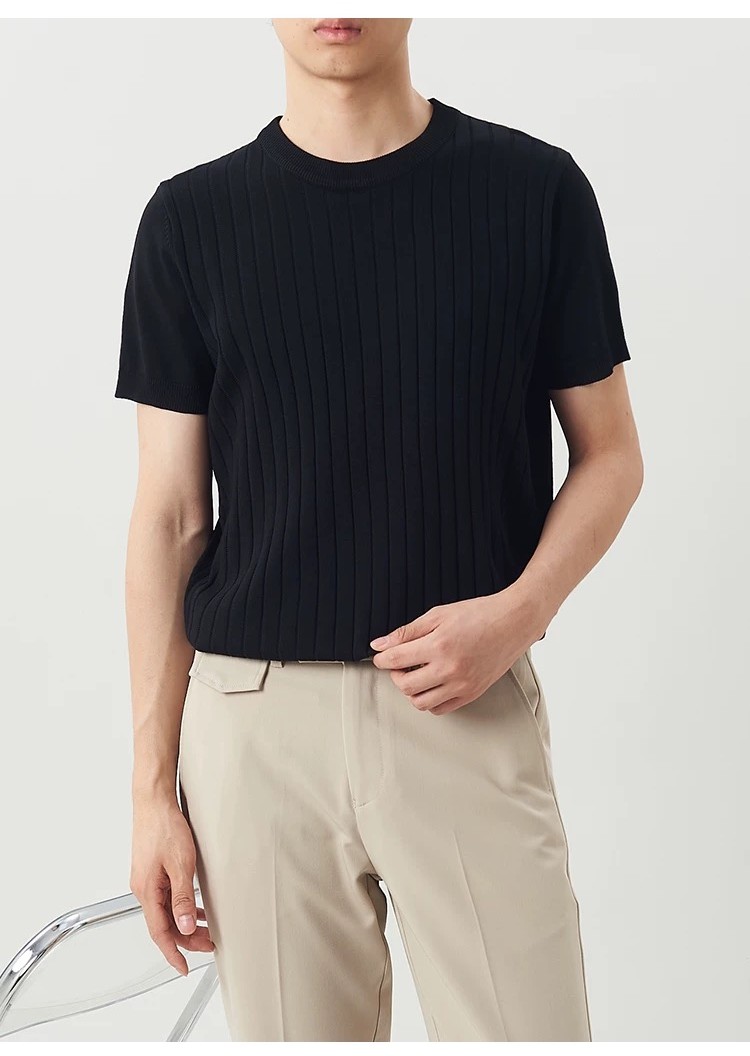 ProMan-Korean Style Plain Stripes T-Shirt For Men Stretchy Simple ...