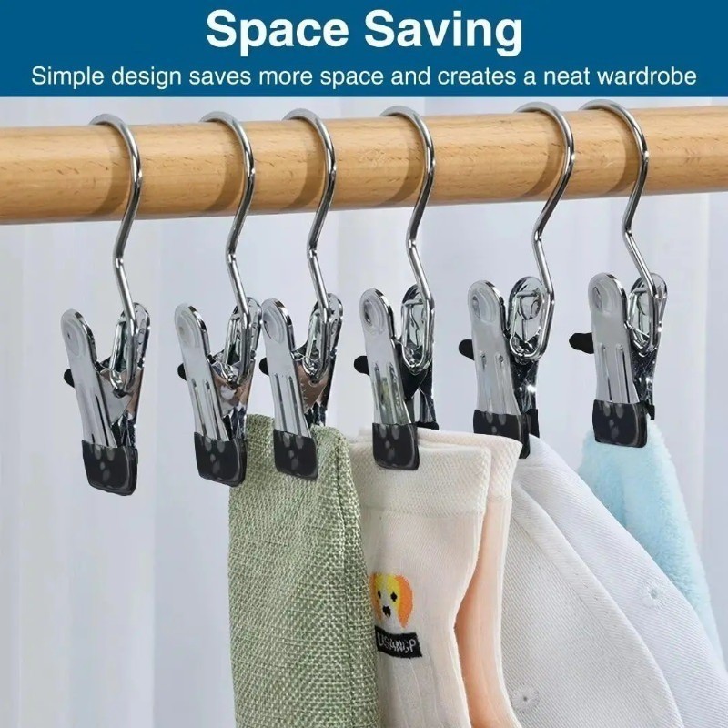 10/30/50Pcs Anti-slip Clothes Drying Clips with Hook/Closet Space ...