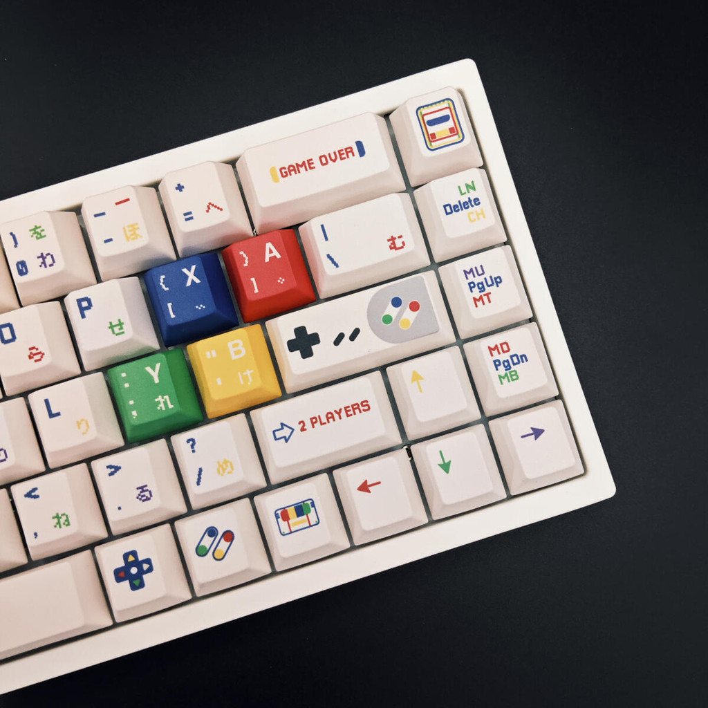 SFC 1990 Childish Keycaps 142 Keys Pixel Japanese Black White PBT ...