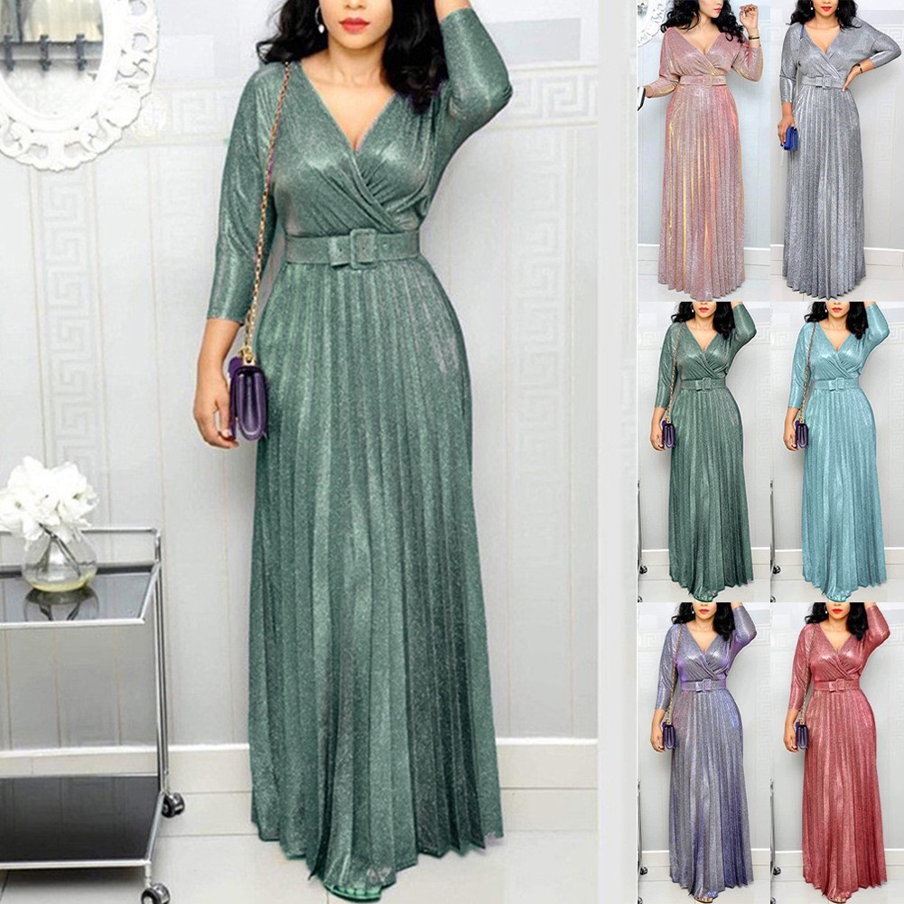 ⭐ Hot Selling ⭐ Women Shiny Long Maxi Dress Cocktail Evening Party 