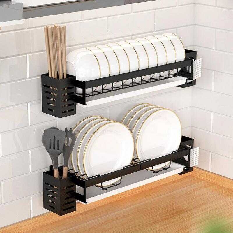 Bowl 1 Plate Drying Shelf Portable Organizer Wall Mounted Dish Drainer ...