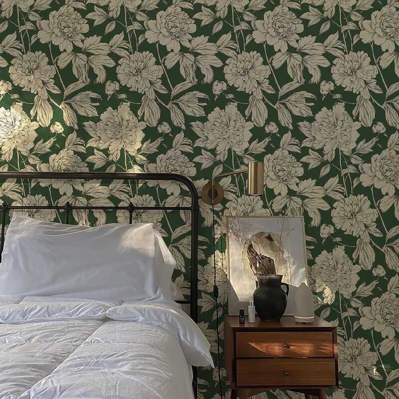 702 Green , Line Floral PVC Waterproof Cabinet Sticker Retro Peel And ...